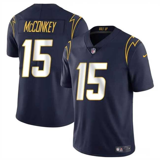 Men & Women & Youth Los Angeles Chargers #15 Ladd McConkey Navy 2024 Draft Vapor Limited Stitched Jersey->los angeles chargers->NFL Jersey